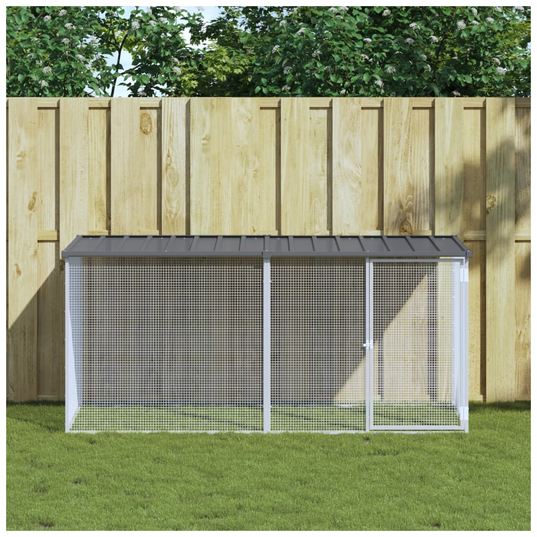 Chicken Cage with Roof Anthracite 203x98x90 cm Galvanised Steel