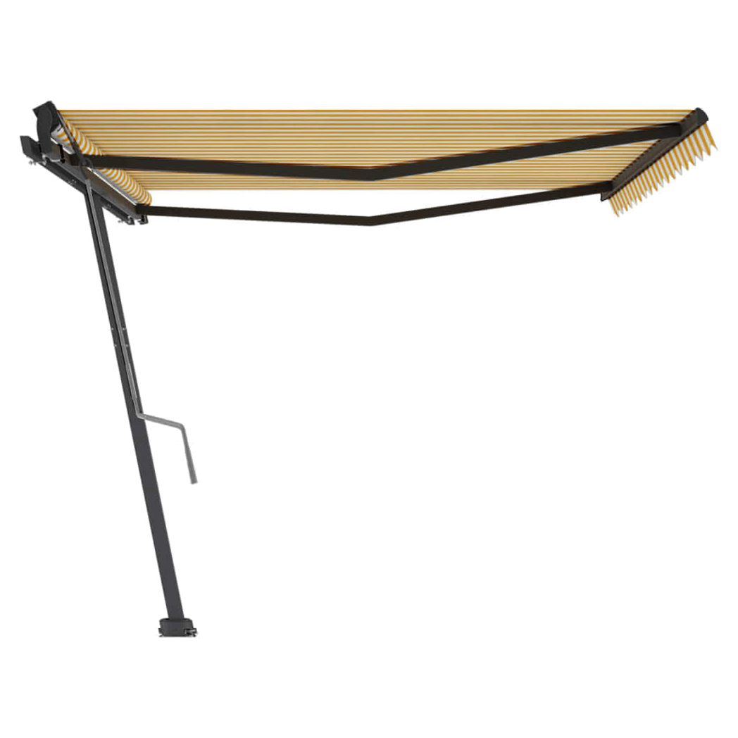 Freestanding Manual Retractable Awning 450x350 cm Yellow/White