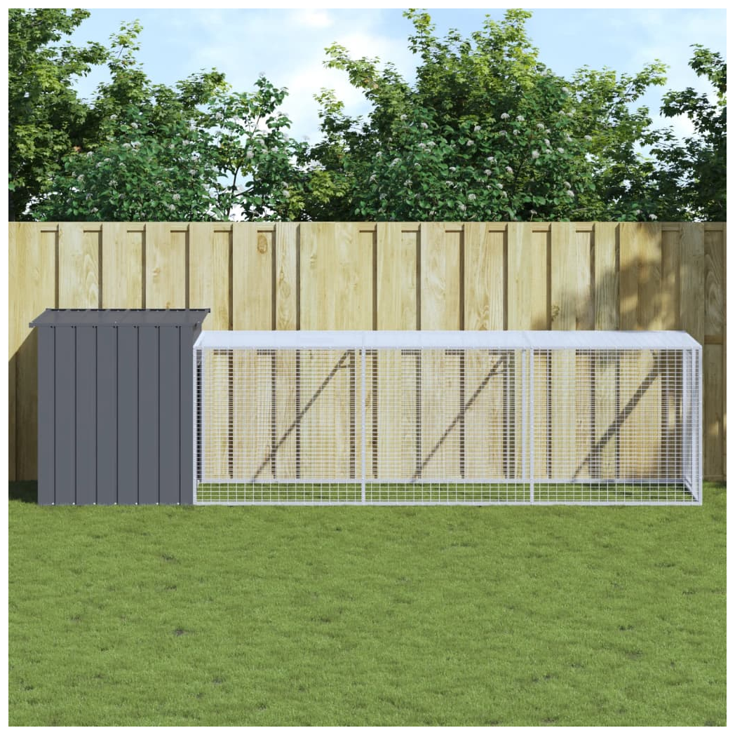 Chicken Cage with Run Anthracite 110x405x110 cm Galvanised Steel