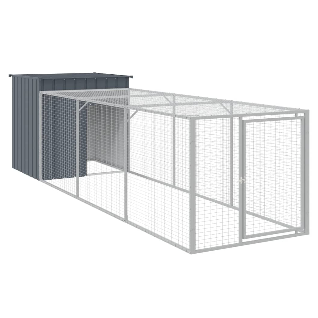 Chicken Cage with Run Anthracite 110x405x110 cm Galvanised Steel