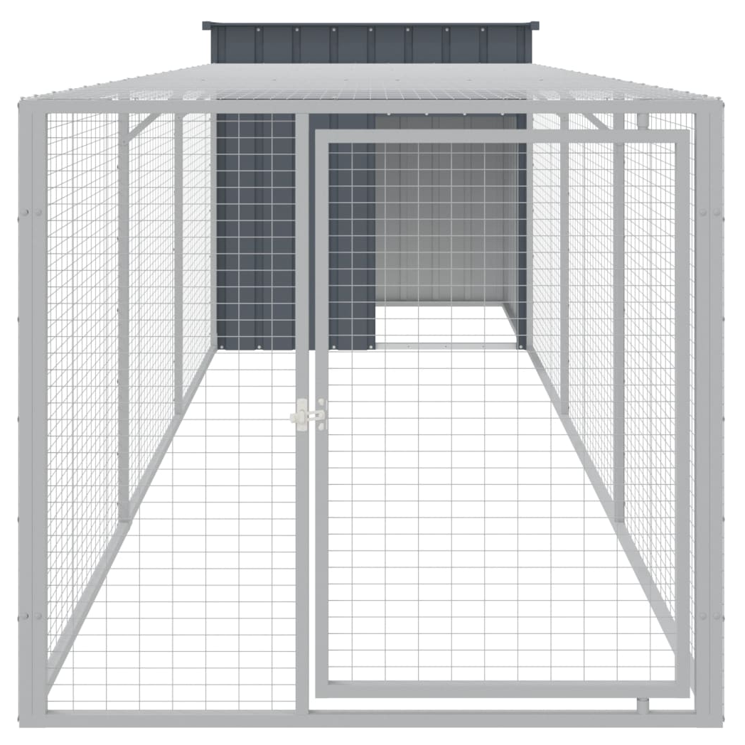 Chicken Cage with Run Anthracite 110x405x110 cm Galvanised Steel