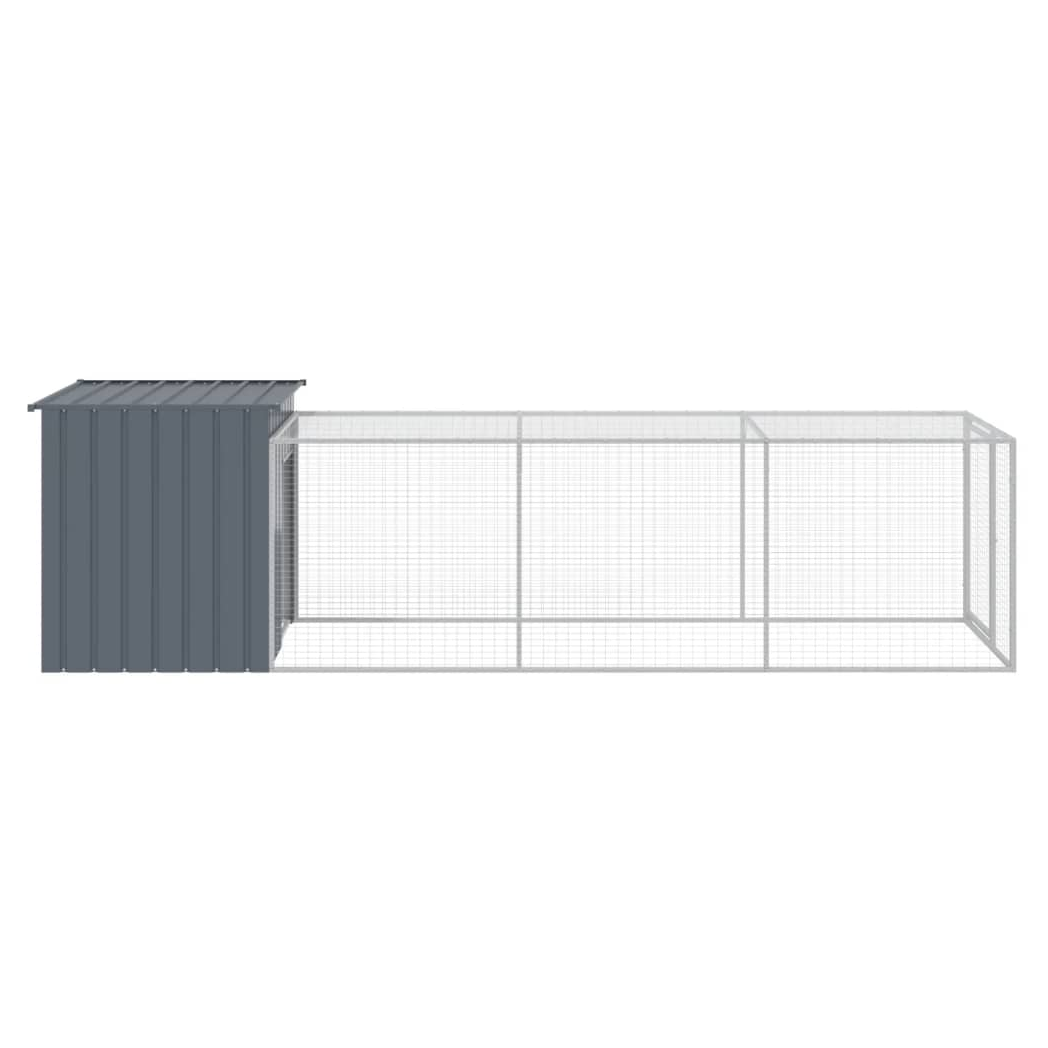 Chicken Cage with Run Anthracite 110x405x110 cm Galvanised Steel