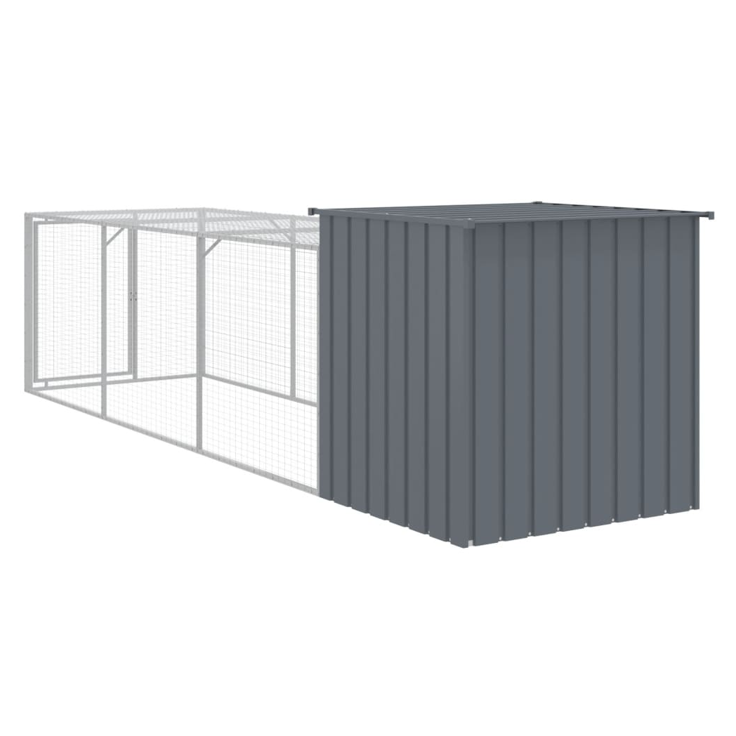 Chicken Cage with Run Anthracite 110x405x110 cm Galvanised Steel