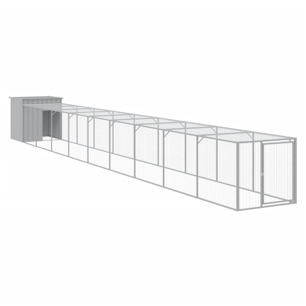 Chicken Cage with Run Light Grey 110x1017x110 cm Galvanised Steel