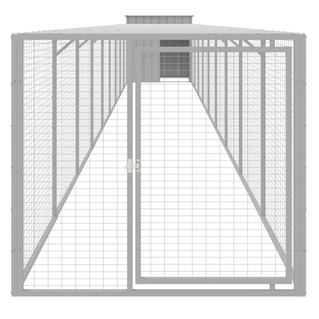 Chicken Cage with Run Light Grey 110x1017x110 cm Galvanised Steel