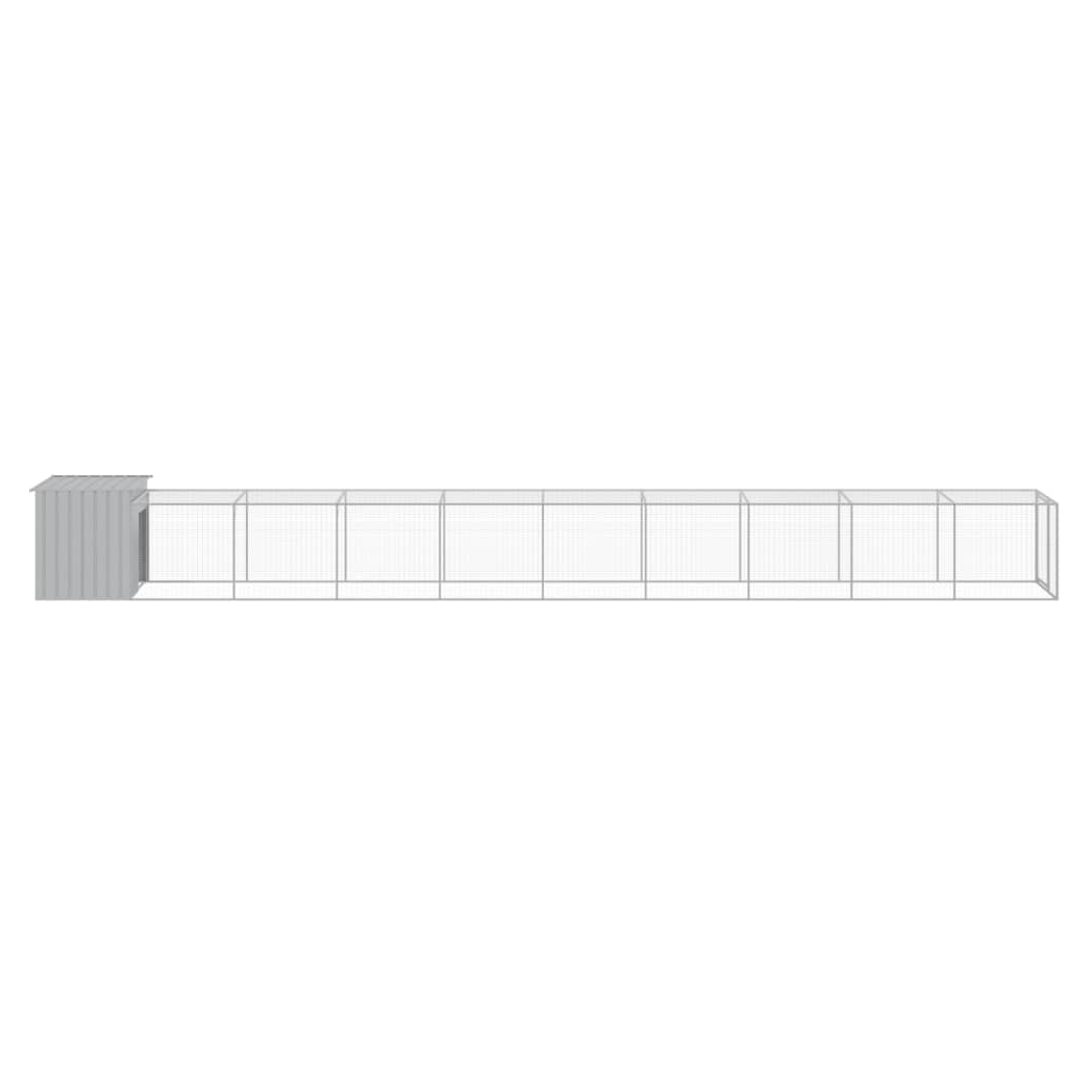 Chicken Cage with Run Light Grey 110x1017x110 cm Galvanised Steel