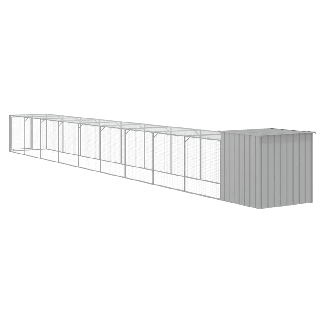 Chicken Cage with Run Light Grey 110x1017x110 cm Galvanised Steel