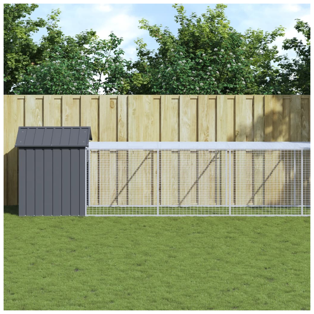 Chicken Cage with Run Anthracite 117x813x123 cm Galvanised Steel