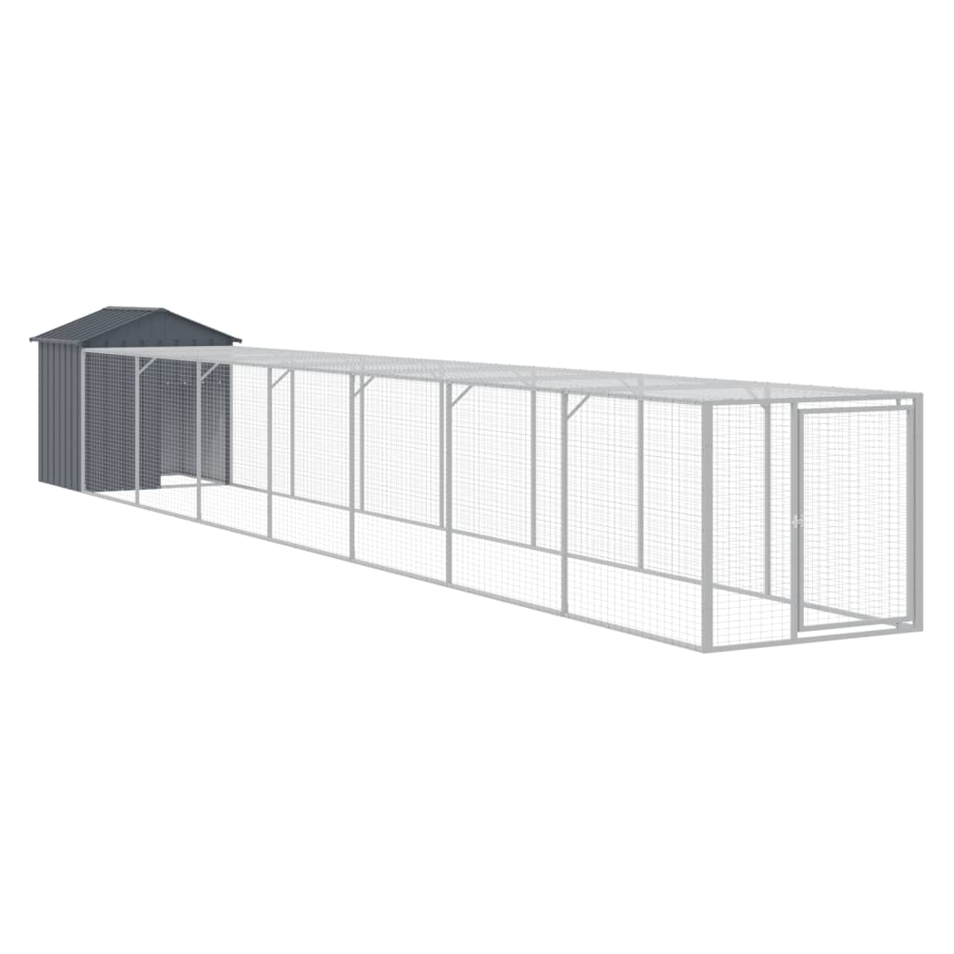 Chicken Cage with Run Anthracite 117x813x123 cm Galvanised Steel