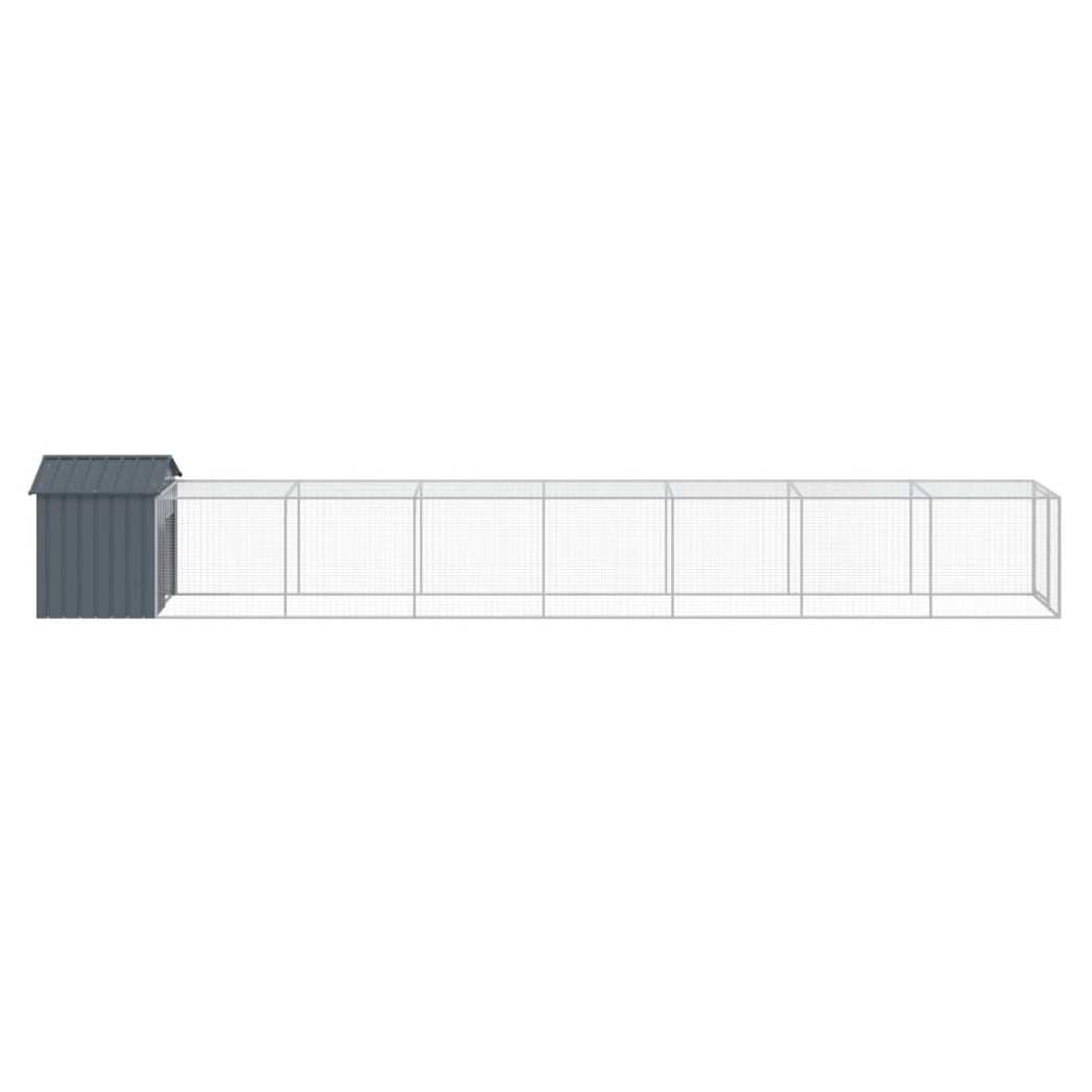 Chicken Cage with Run Anthracite 117x813x123 cm Galvanised Steel