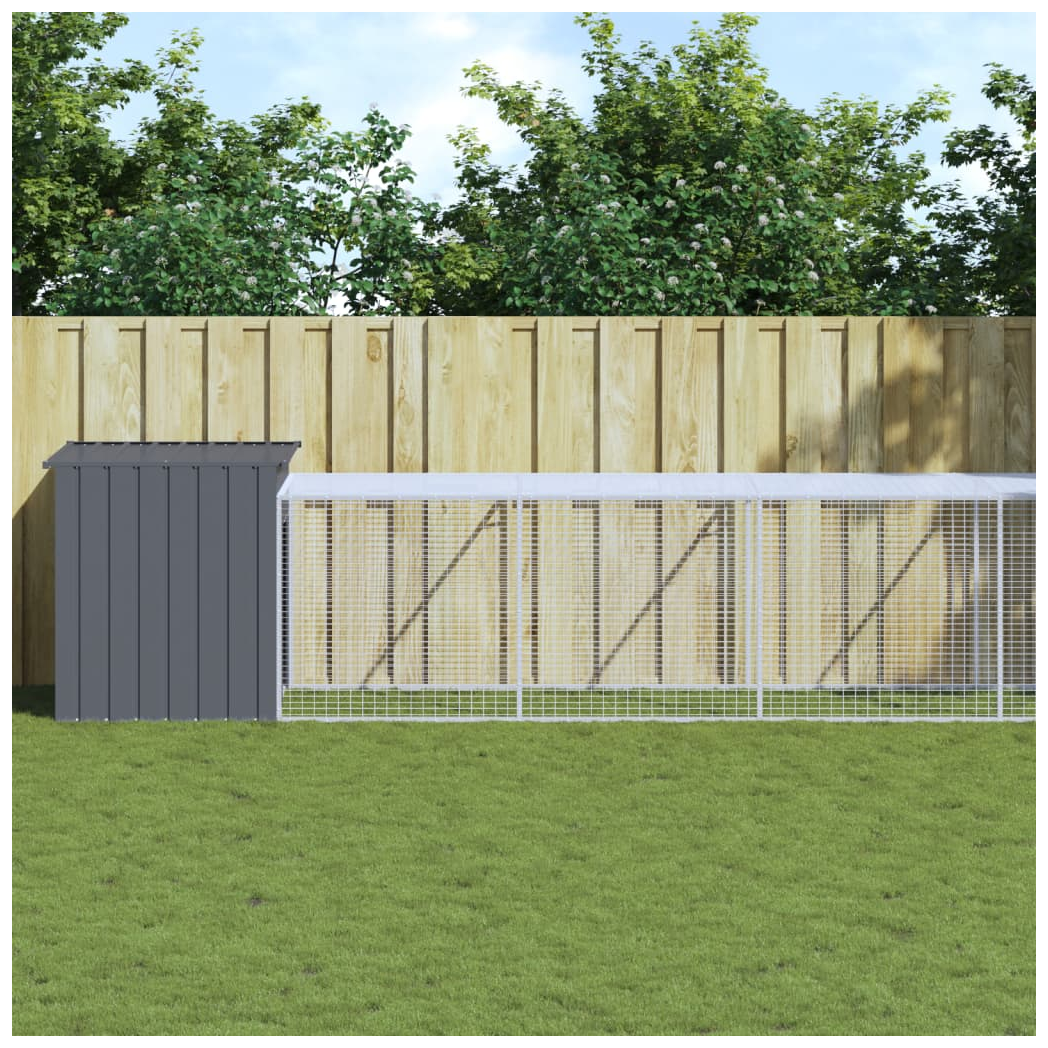 Chicken Cage with Run Anthracite 110x609x110 cm Galvanised Steel