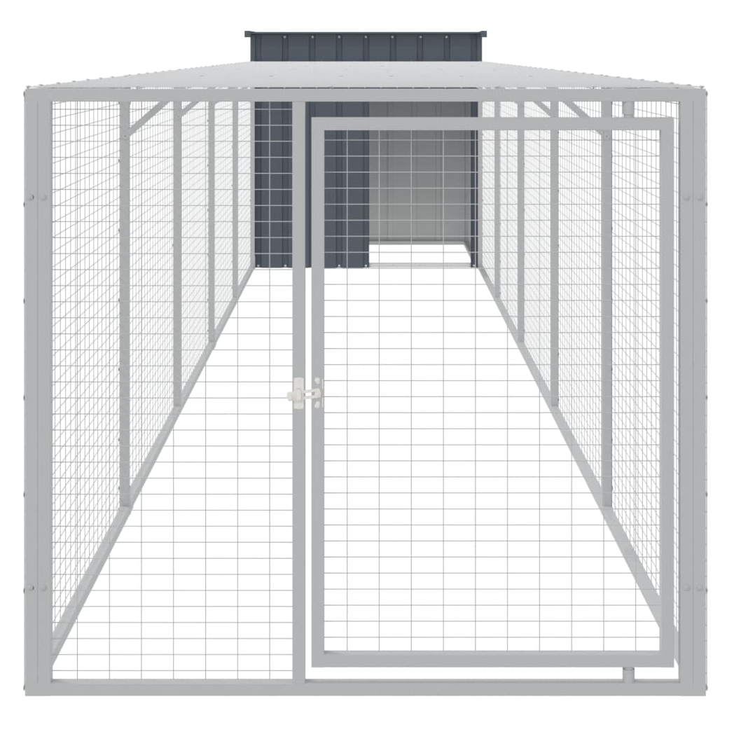 Chicken Cage with Run Anthracite 110x609x110 cm Galvanised Steel