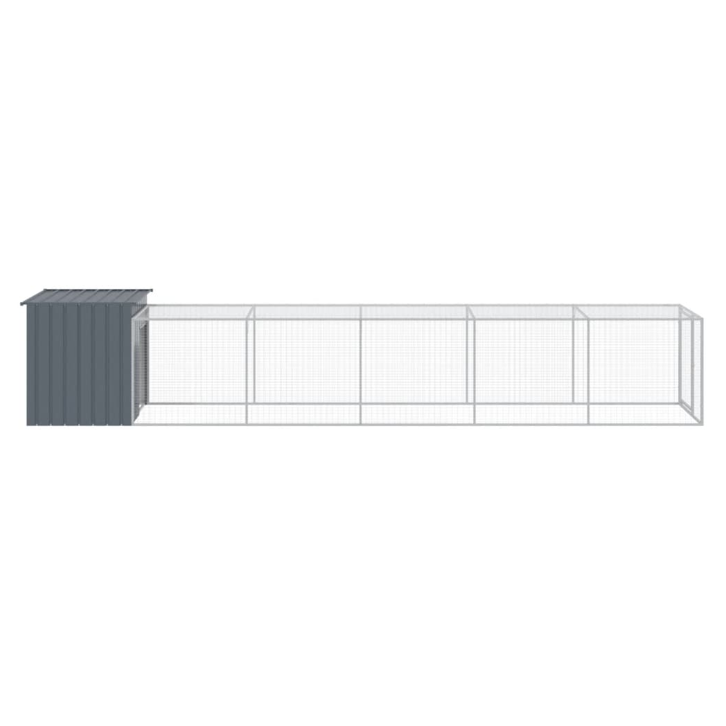 Chicken Cage with Run Anthracite 110x609x110 cm Galvanised Steel