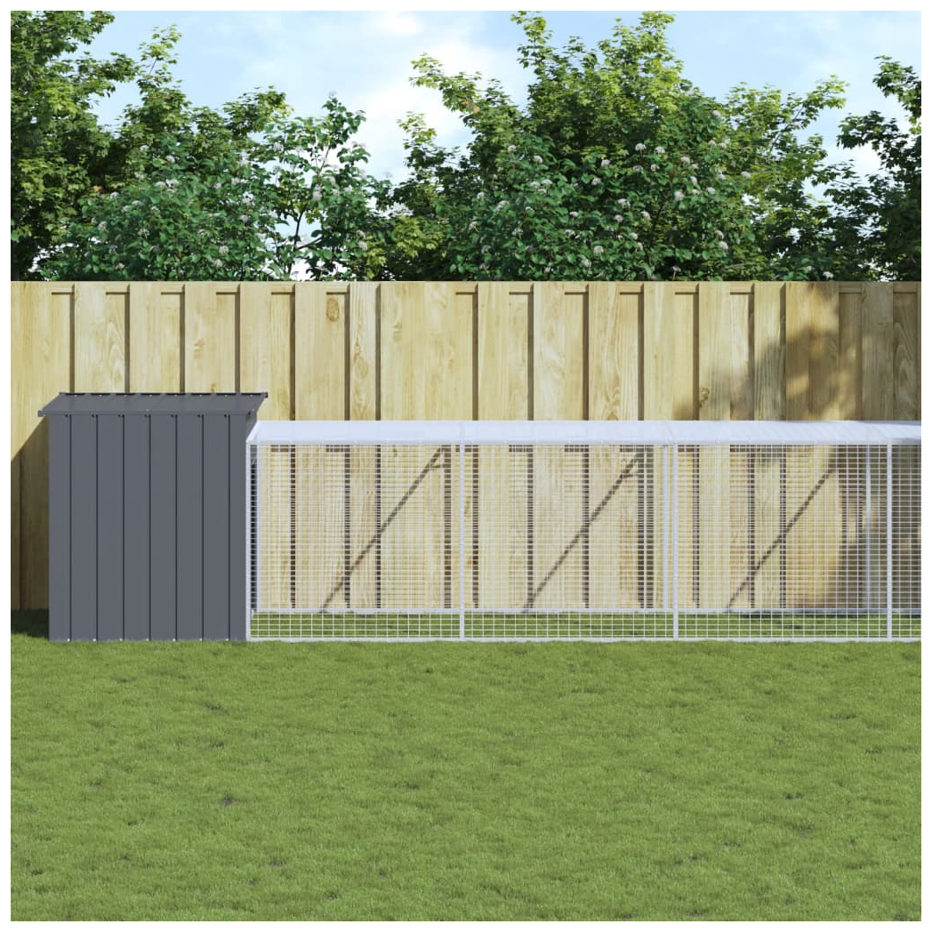 Chicken Cage with Run Anthracite 110x813x110 cm Galvanised Steel