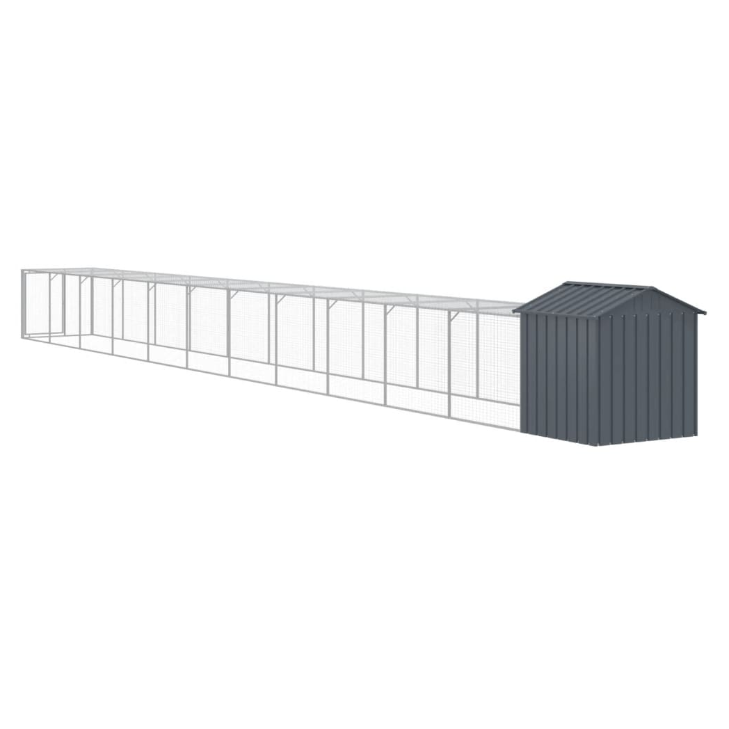 Chicken Cage with Run Anthracite 117x1221x123 cm Galvanised Steel