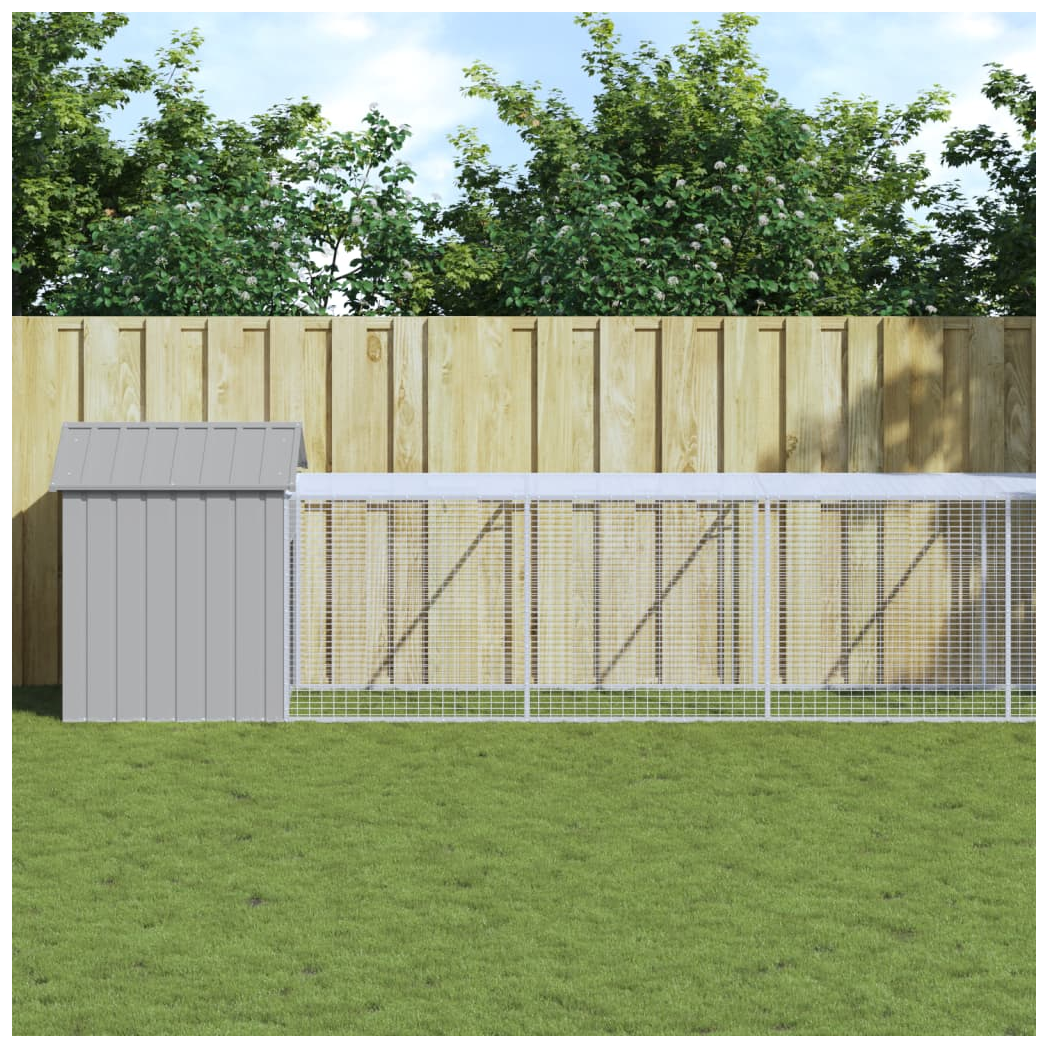 Chicken Cage with Run Light Grey 117x813x123 cm Galvanised Steel