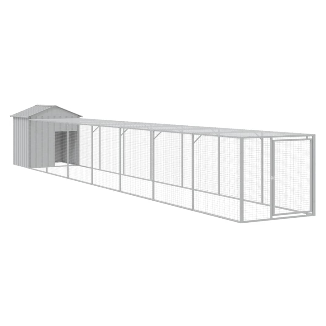 Chicken Cage with Run Light Grey 117x813x123 cm Galvanised Steel