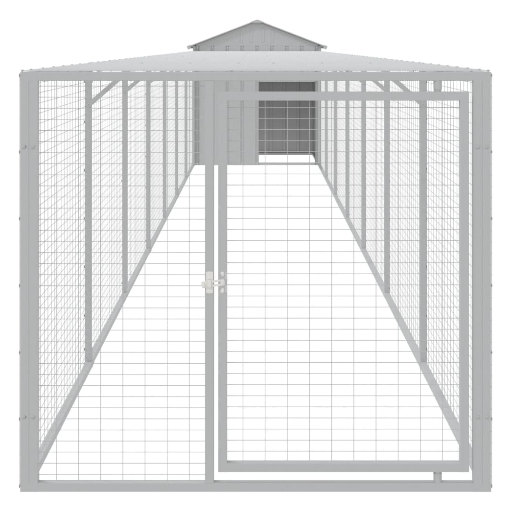 Chicken Cage with Run Light Grey 117x813x123 cm Galvanised Steel