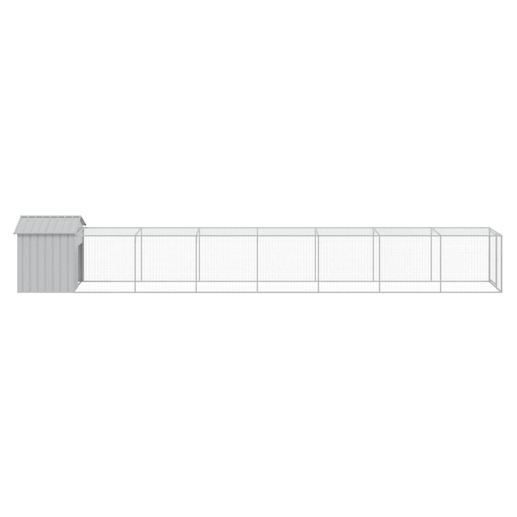Chicken Cage with Run Light Grey 117x813x123 cm Galvanised Steel