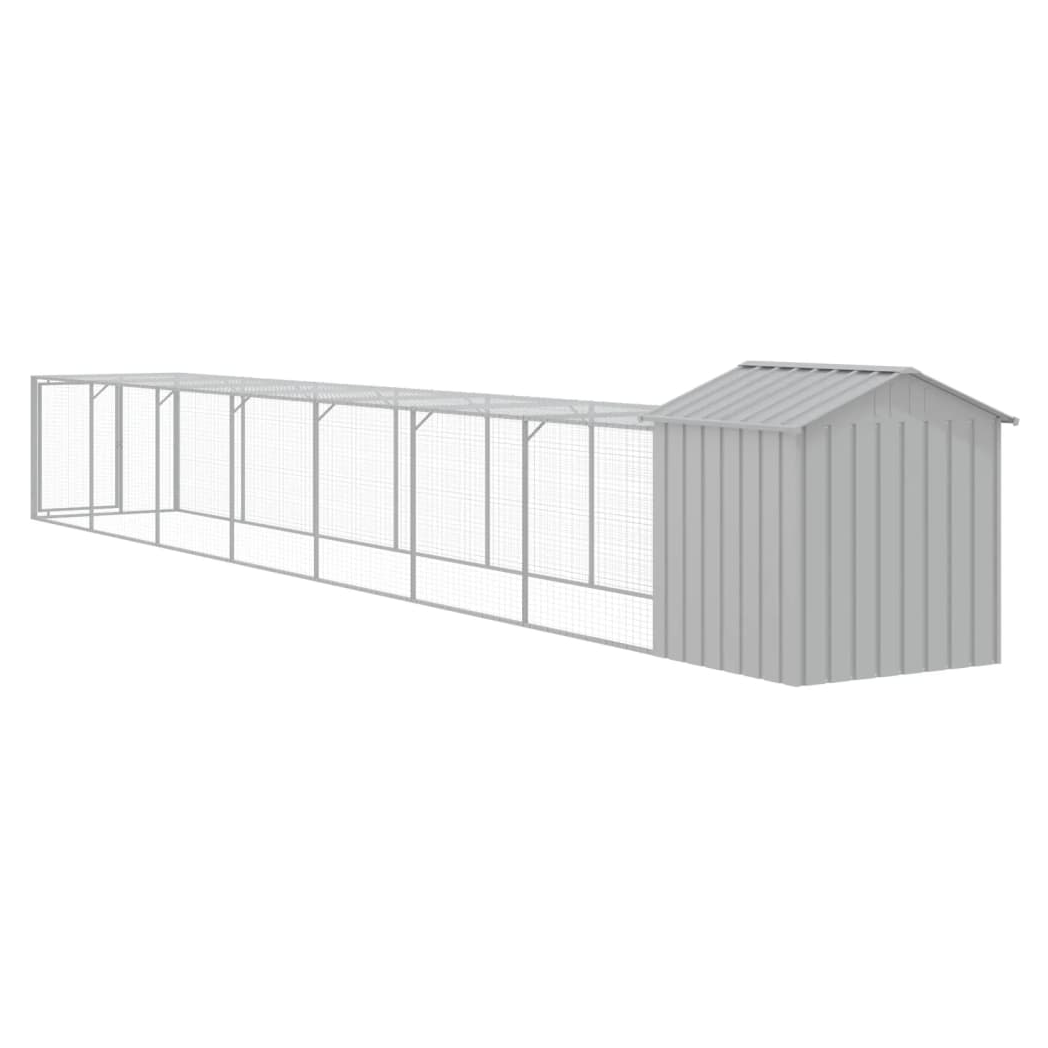 Chicken Cage with Run Light Grey 117x813x123 cm Galvanised Steel