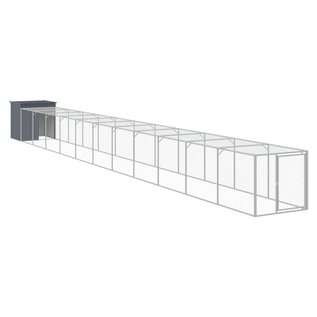 Chicken Cage with Run Anthracite 110x1221x110 cm Galvanised Steel