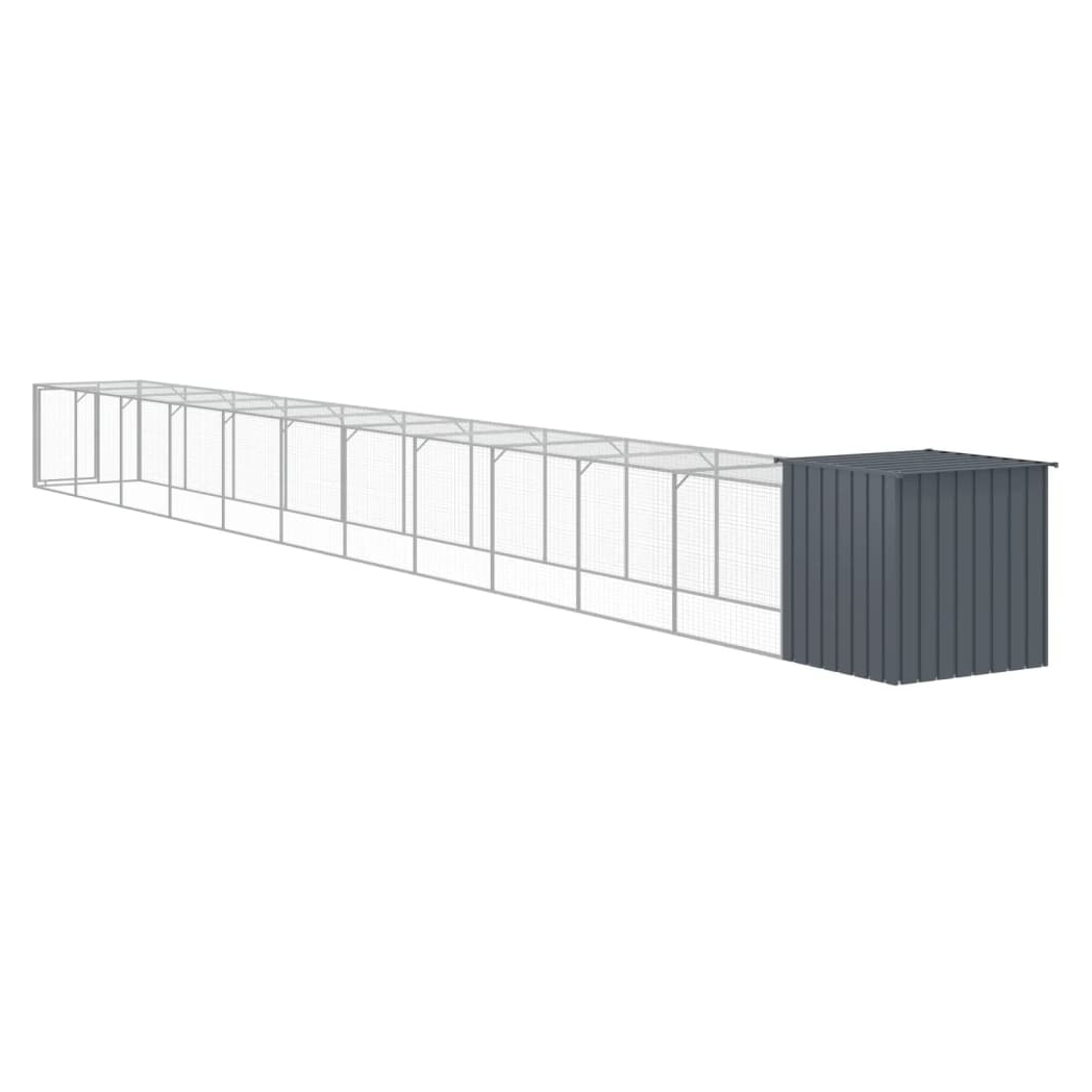 Chicken Cage with Run Anthracite 110x1221x110 cm Galvanised Steel