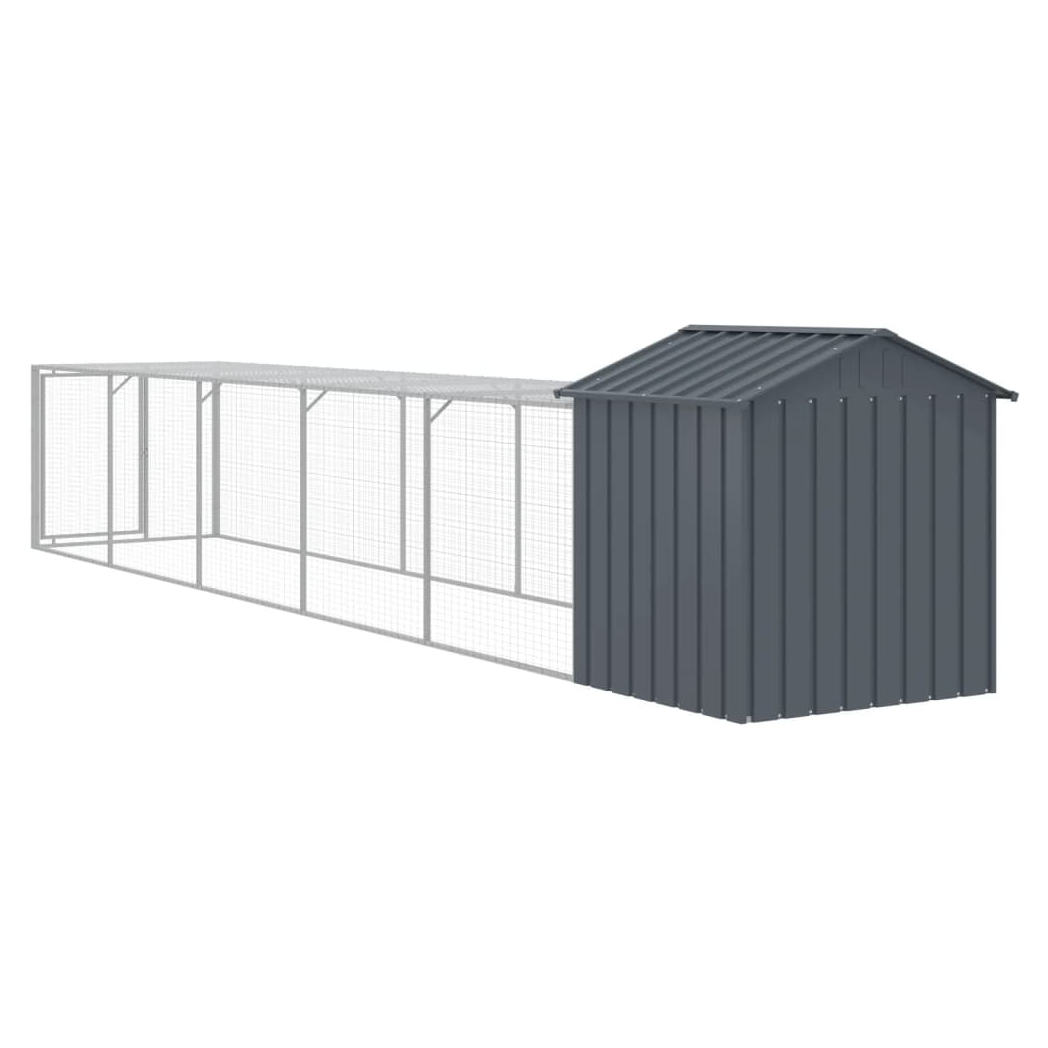Chicken Cage with Run Anthracite 117x609x123 cm Galvanised Steel