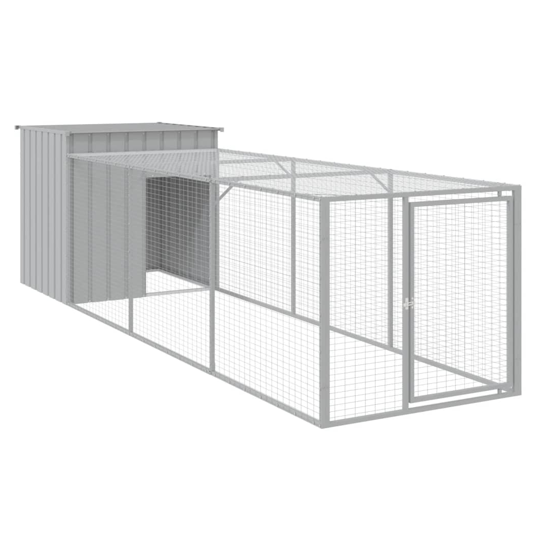 Chicken Cage with Run Light Grey 110x405x110 cm Galvanised Steel