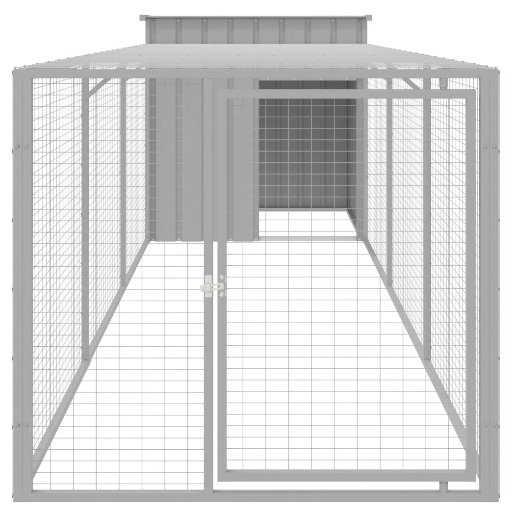 Chicken Cage with Run Light Grey 110x405x110 cm Galvanised Steel