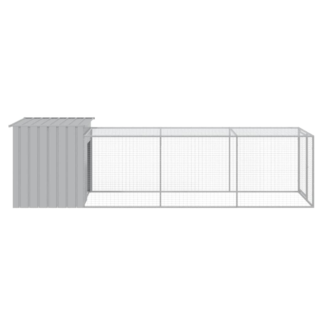 Chicken Cage with Run Light Grey 110x405x110 cm Galvanised Steel