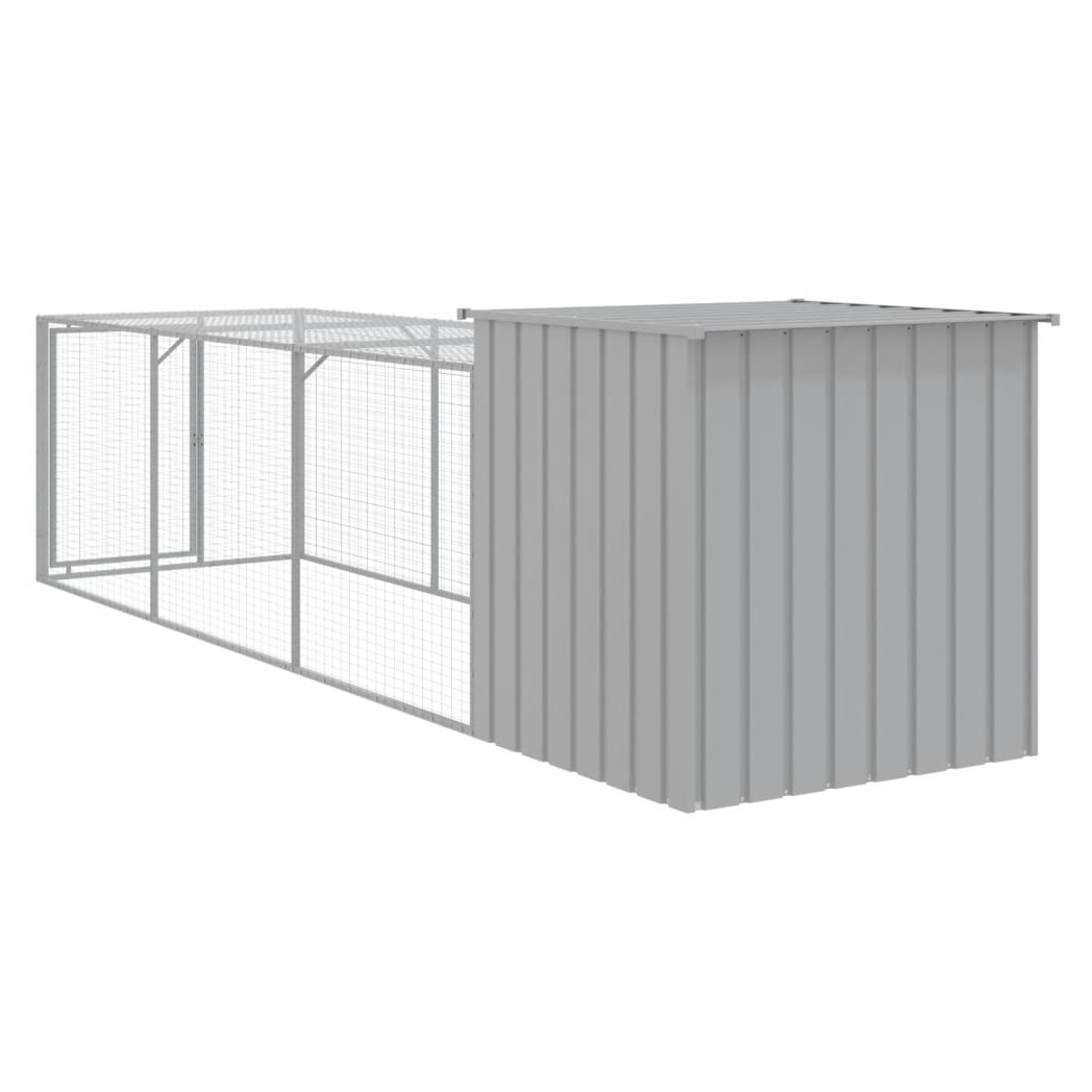 Chicken Cage with Run Light Grey 110x405x110 cm Galvanised Steel