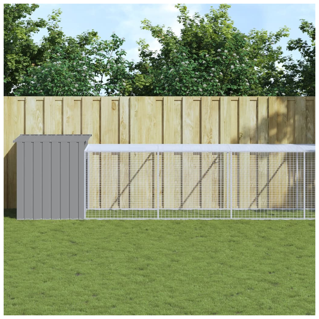 Chicken Cage with Run Light Grey 110x1221x110 cm Galvanised Steel