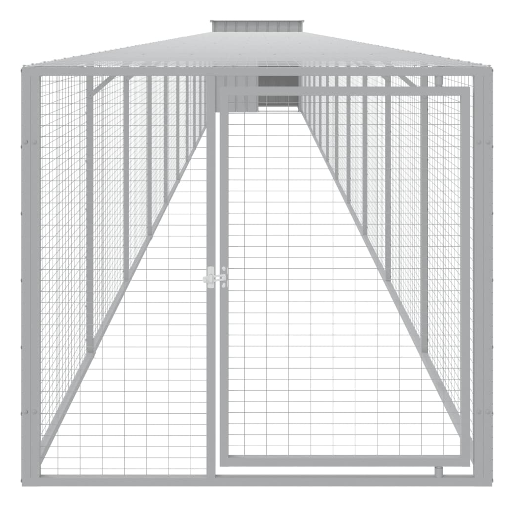 Chicken Cage with Run Light Grey 110x1221x110 cm Galvanised Steel