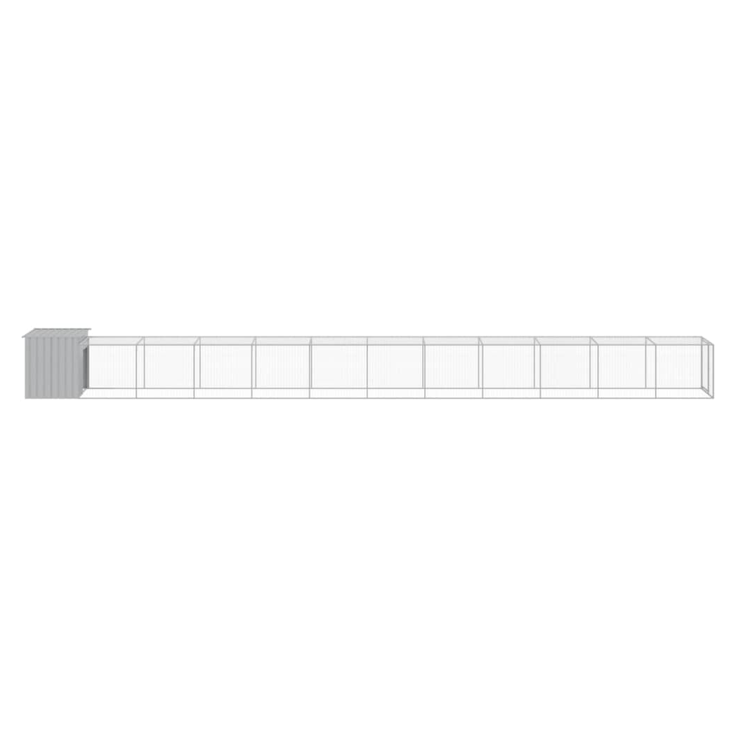 Chicken Cage with Run Light Grey 110x1221x110 cm Galvanised Steel