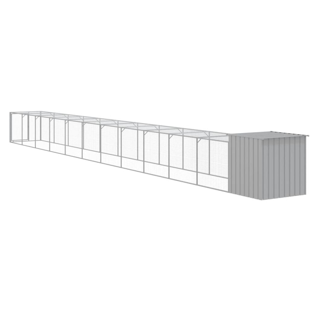 Chicken Cage with Run Light Grey 110x1221x110 cm Galvanised Steel