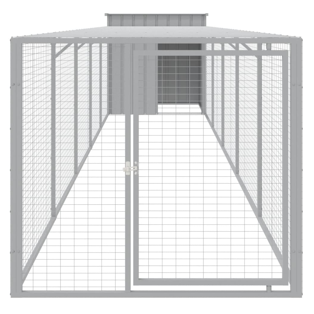 Chicken Cage with Run Light Grey 110x609x110 cm Galvanised Steel