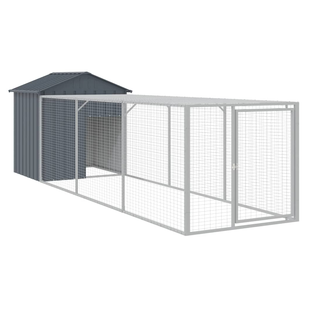 Chicken Cage with Run Anthracite 117x405x123 cm Galvanised Steel