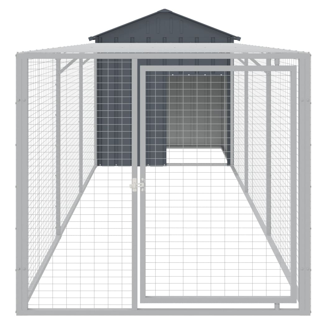Chicken Cage with Run Anthracite 117x405x123 cm Galvanised Steel