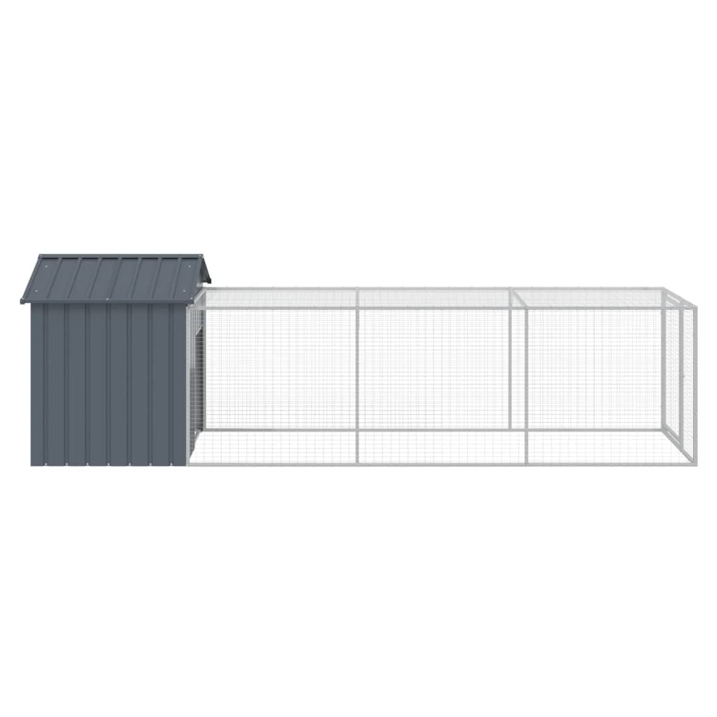 Chicken Cage with Run Anthracite 117x405x123 cm Galvanised Steel