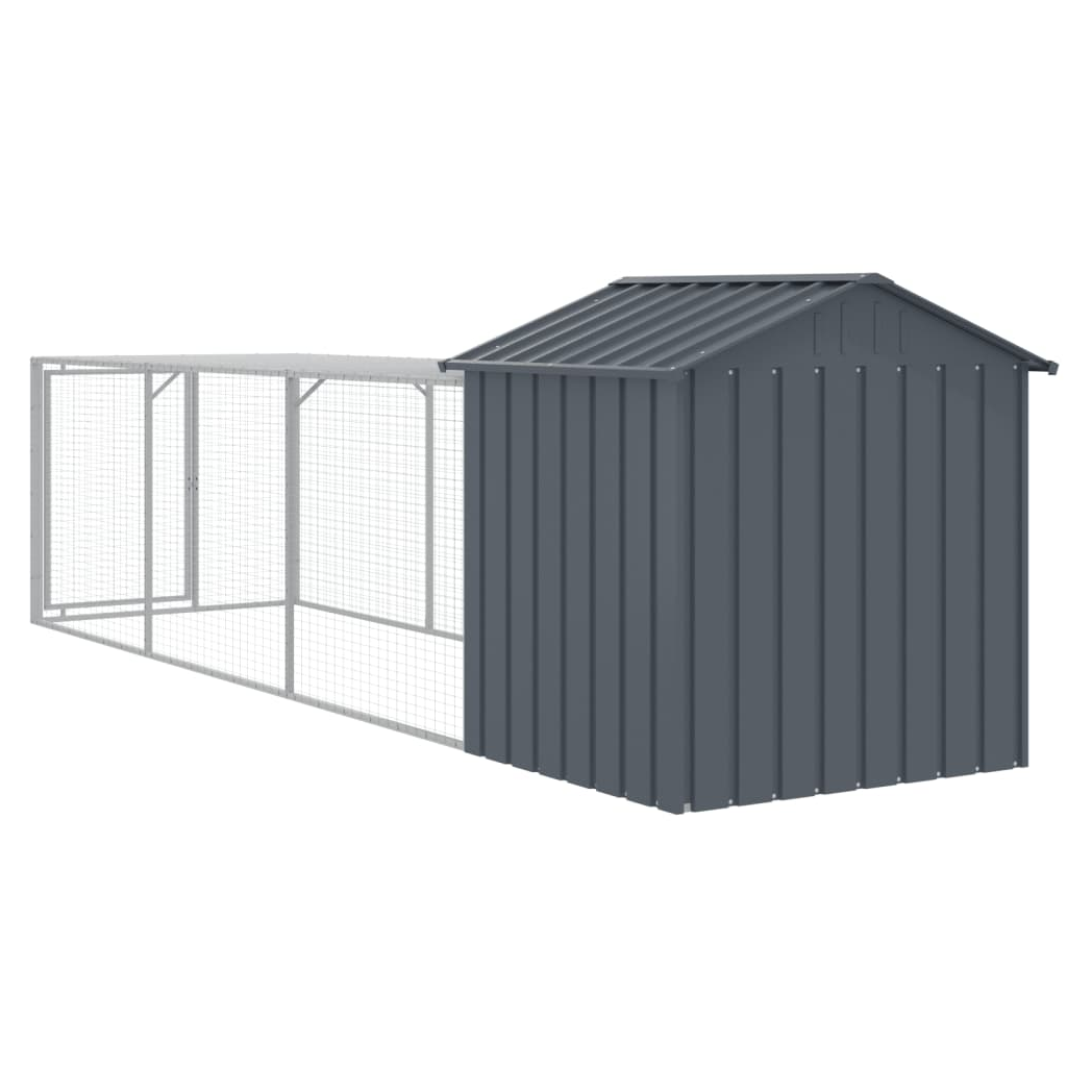 Chicken Cage with Run Anthracite 117x405x123 cm Galvanised Steel