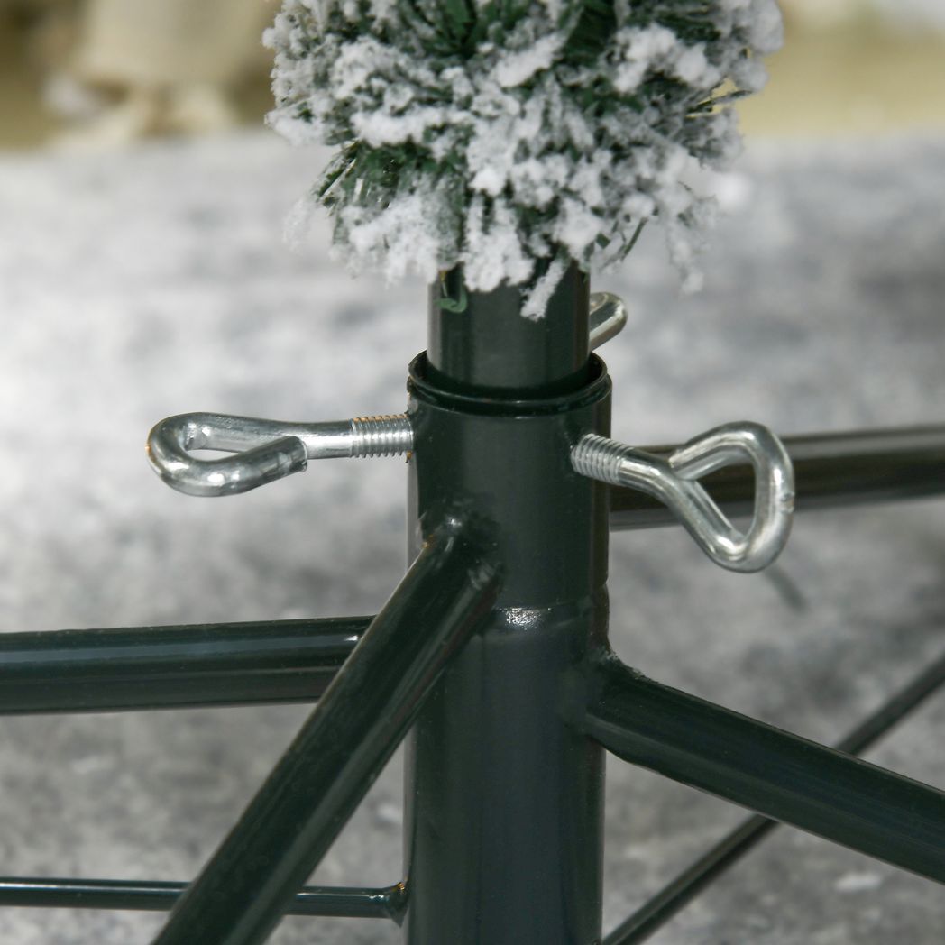 HOMCOM 4.5ft Artificial Flocked Christmas Tree with LED Lights, Snow Branches