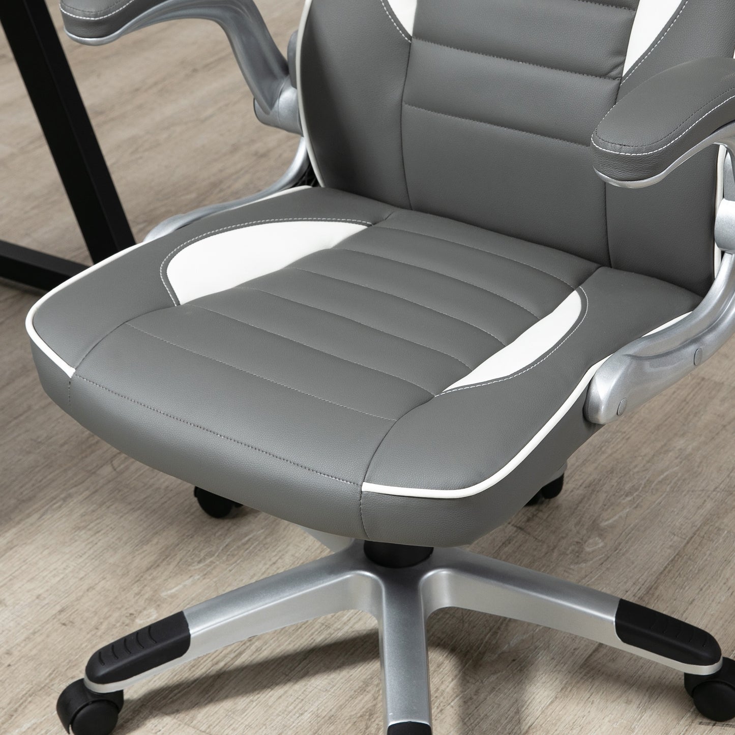 Racing Gaming Chair Height Adjustable Swivel Chair with Flip Up Armrests, Grey