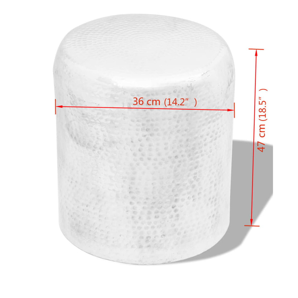 Hammered Aluminium Stool/Side Table Silver