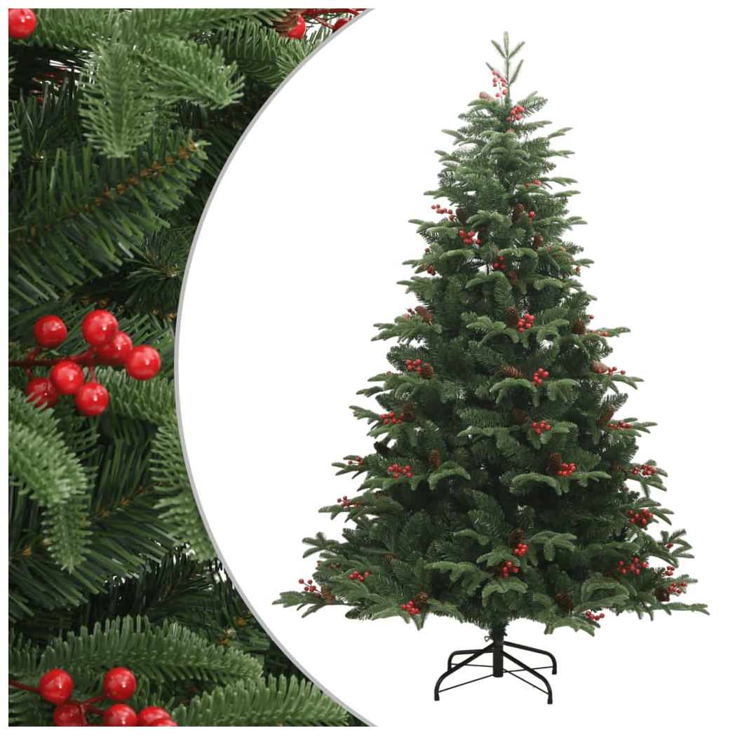 Artificial Hinged Christmas Tree with Cones and Berries 210 cm