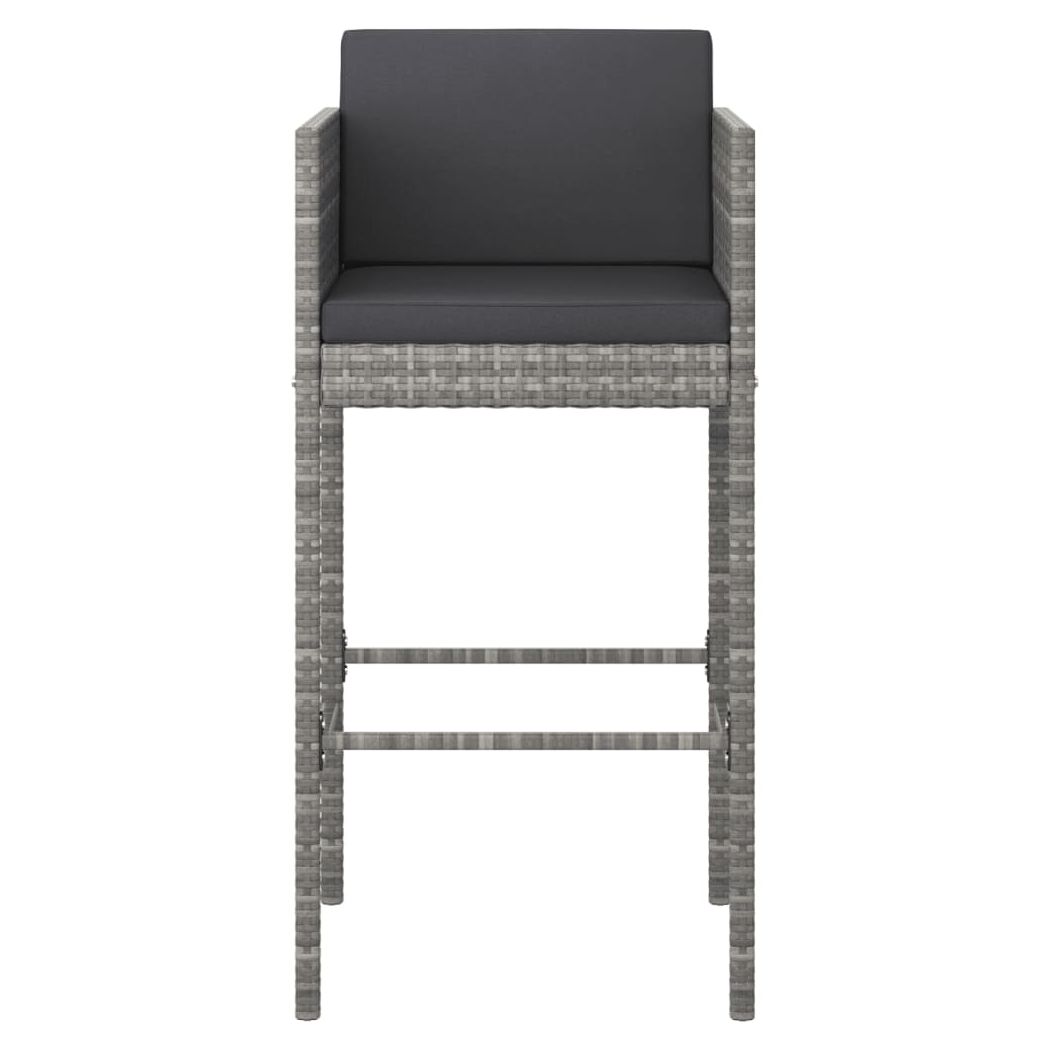 5 Piece Garden Bar Set with Cushions Grey Poly Rattan