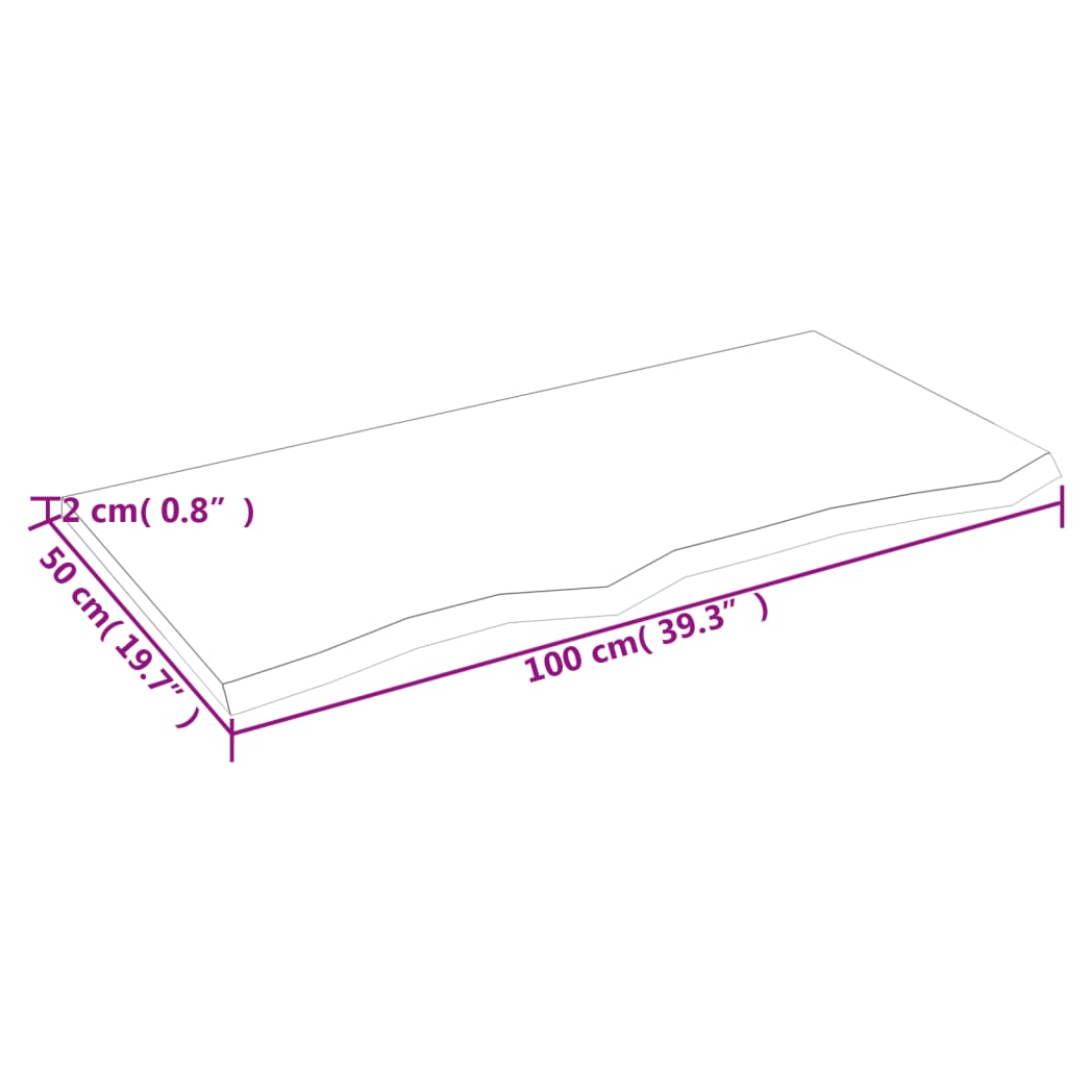 Table Top Dark Brown 100x50x2 cm Treated Solid Wood Oak