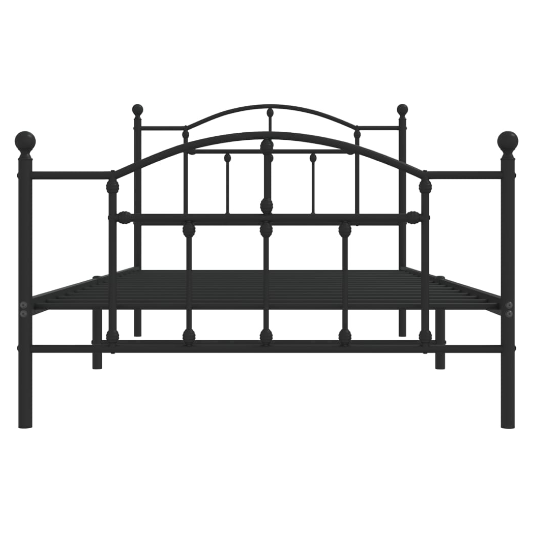 Metal Bed Frame with Headboard and Footboard Black 107x203 cm