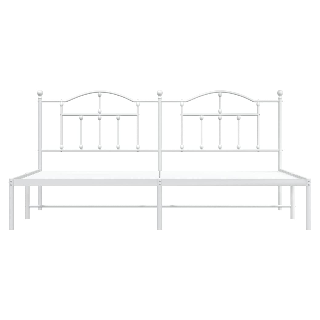 Metal Bed Frame with Headboard White 193x203 cm