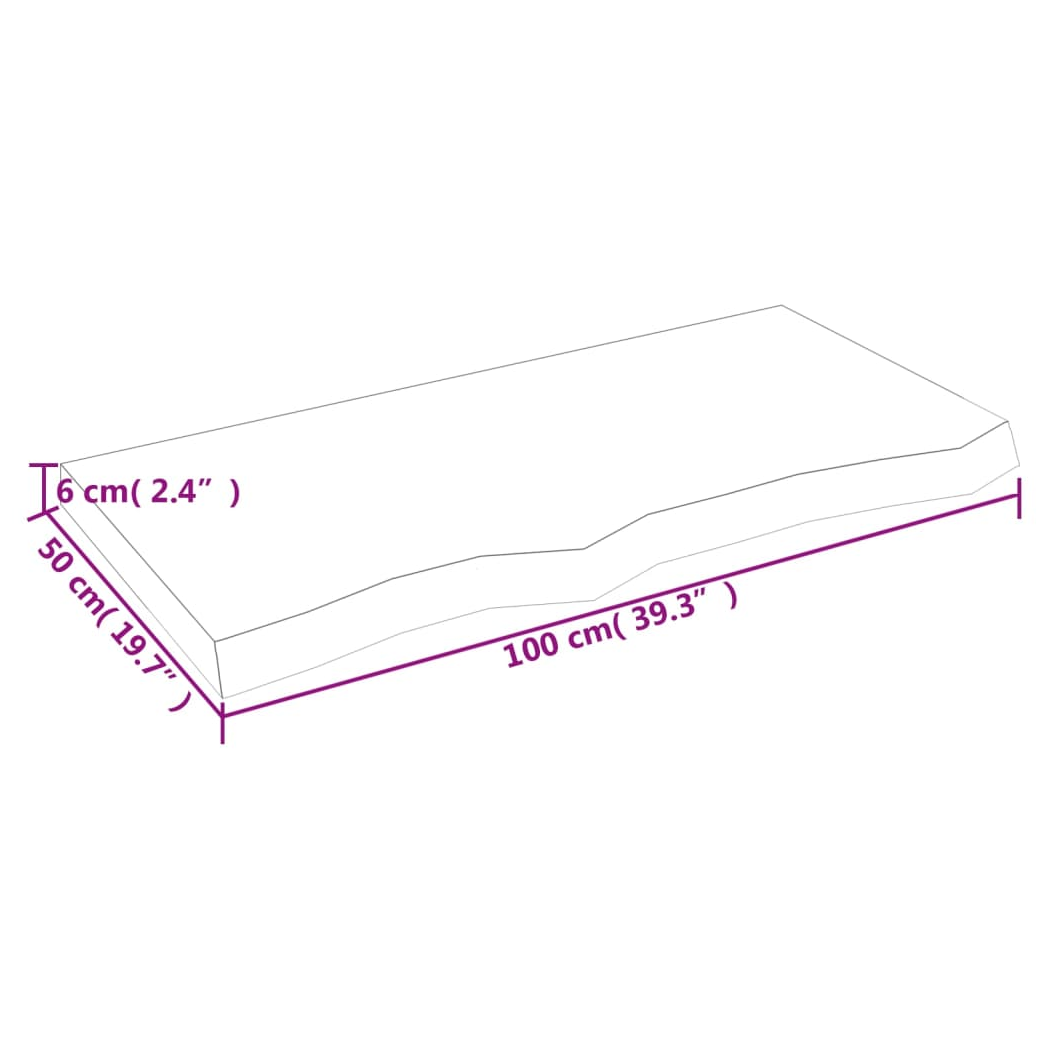 Table Top Dark Brown 100x50x(2-6) cm Treated Solid Wood Oak