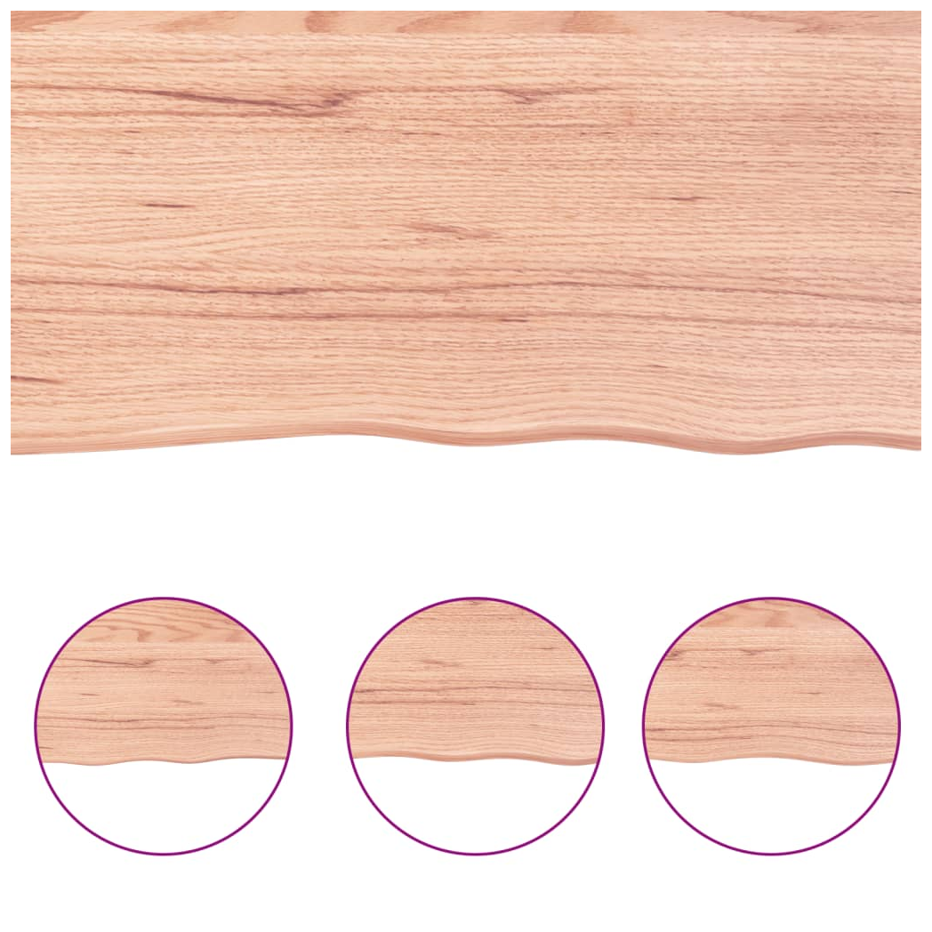 Table Top Light Brown 80x40x(2-6) cm Treated Solid Wood Oak
